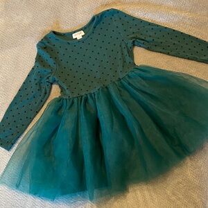 Cat & Jack Teal Polka Dot Holiday Dress